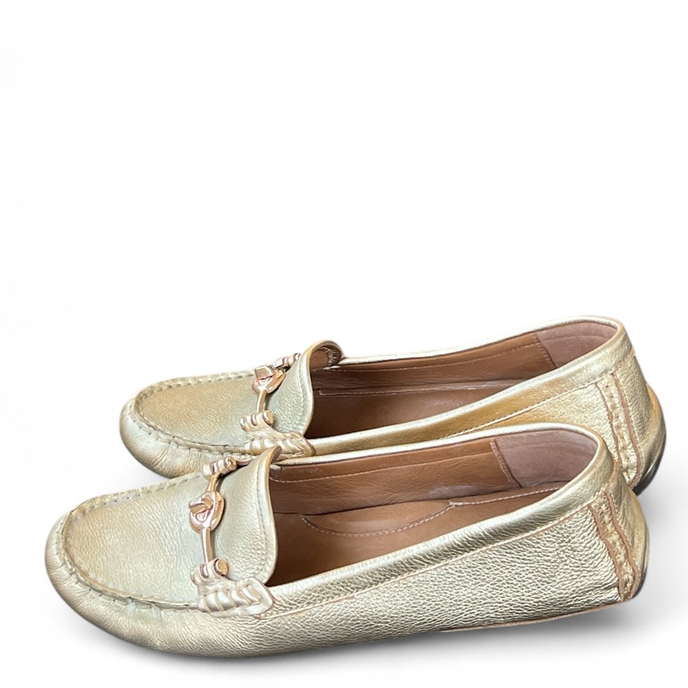 Coach Gold Metallic Pebbled Leather Loafers